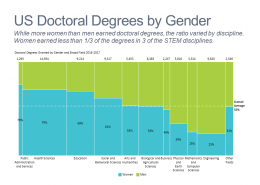 Marimekko chart of US doctoral degrees by discipline and gender
